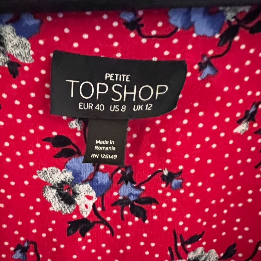 TOPSHOP RED FLORAL DRESS MINI DRESS - Picture 2 of 12